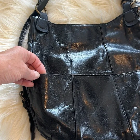 Ellington black Leather convertible Hobo Shoulder backpack Bag - Picture 4 of 7